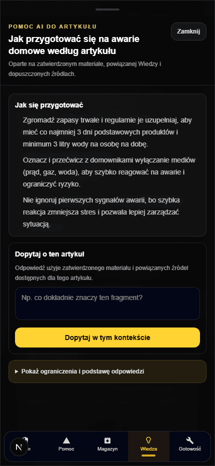 Widok wyjaśnienia AI w aplikacji Agent Bezpieczeństwa